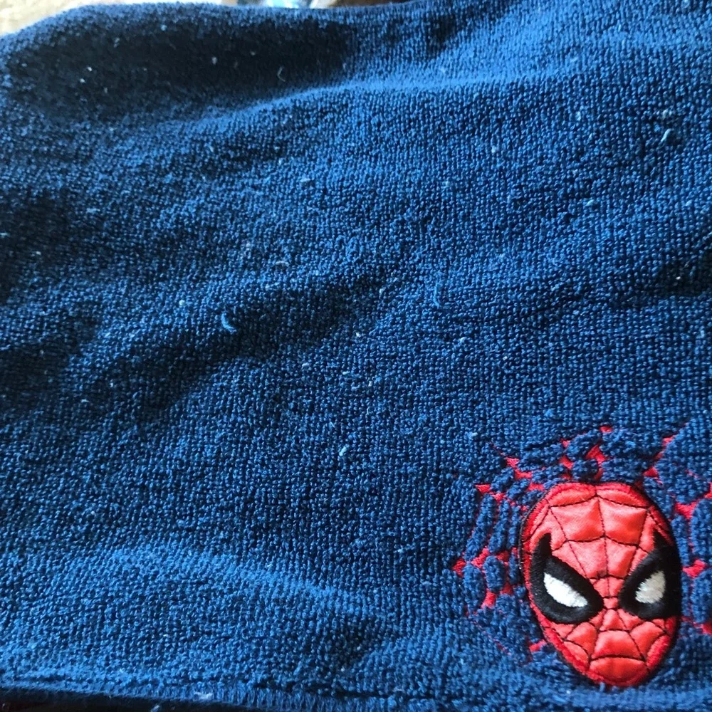 Blue Towel with Spider-Man Embroidery